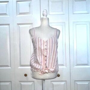 The Good Jane Striped Knot Front Pink Top